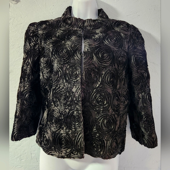 Anthracite Black Rosette 3/4-Sleeve Jacket - Size 8 - Picture 1 of 5
